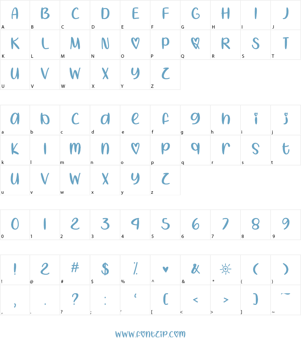I Heart Summer Font Character